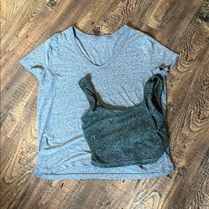 Gray V-Neck Women's Top